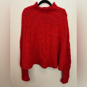 Jordann Red Poncho Cable Knit Sweater Size Small Medium NWOT